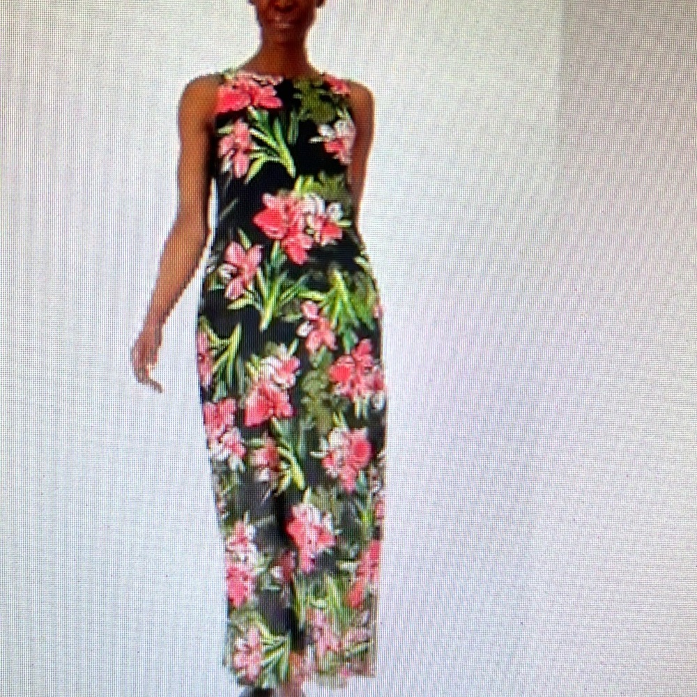 Susan Graver printed liquid knit maxi dress with pockets size 2x petite